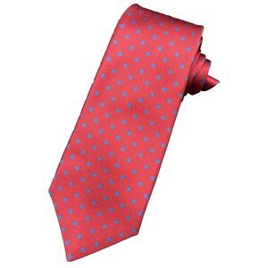 Kiton Napoli Repp 7 Fold 100% Silk Sexy Red Blue Dot's Thick Handmade in Italy
